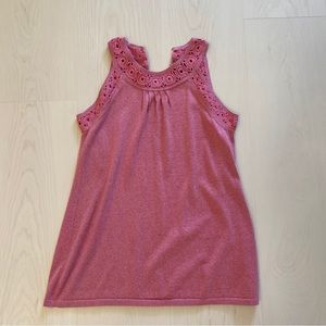 INC International Concepts Pink Shimmer Silk Crochet Top